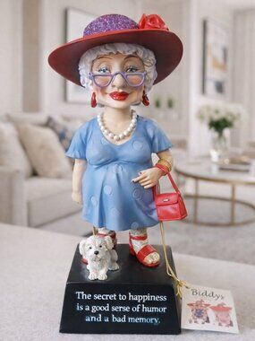 Biddy’s “Bad Memory” Bobblehead Westland 2004 Granny w Dog NWT 7”